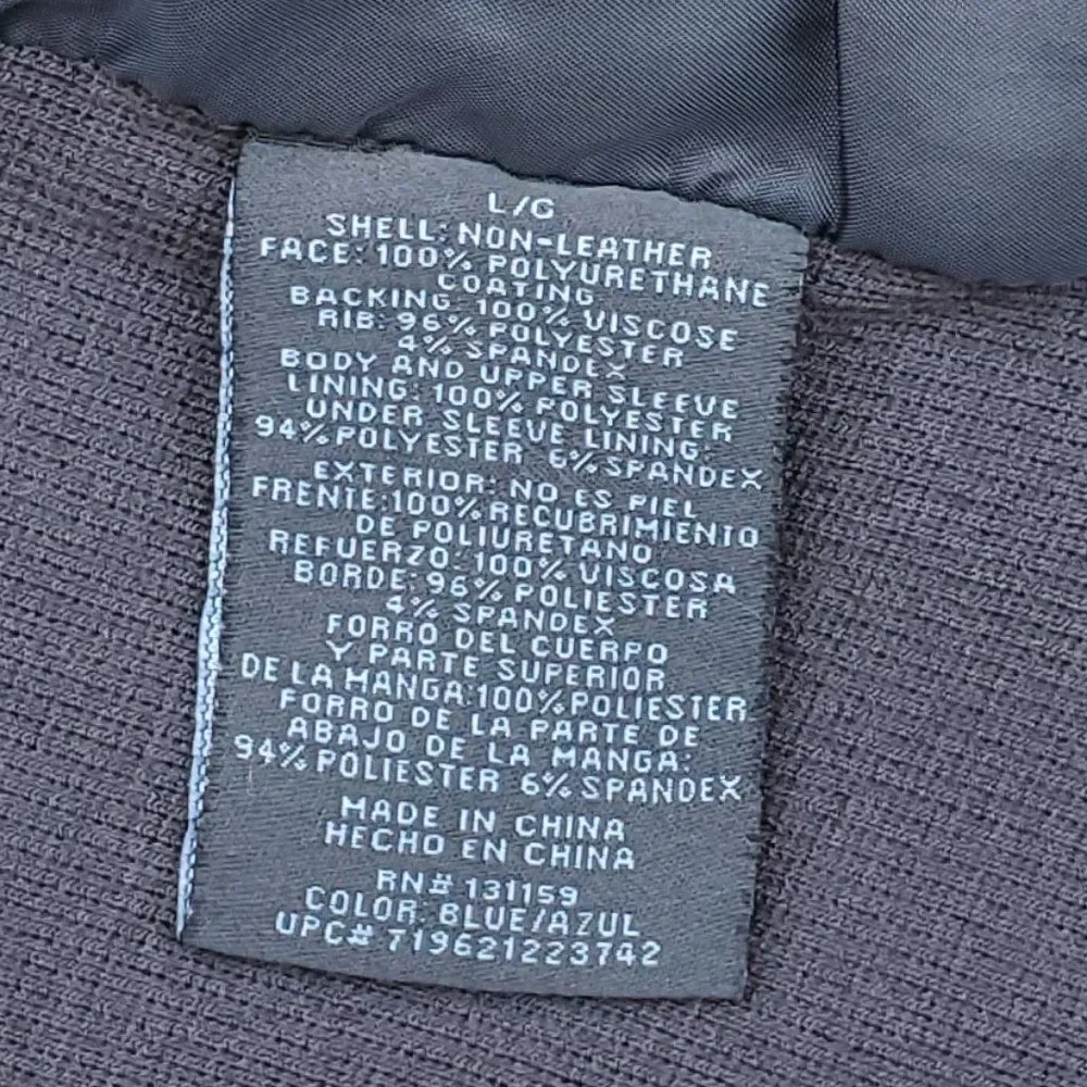 Sebby Collection blue faux leather moto jacket - Picture 15 of 16